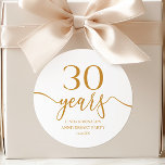 Elegant Champagne 30th Wedding Anniversary Classic Round Sticker<br><div class="desc">These are Elegant Minimalist Champagne 30th Wedding Anniversary Party Favor Stickers!</div>