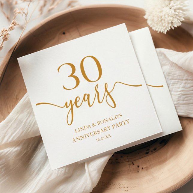 Elegant Champagne 30th Wedding Anniversary Napkins (Creator Uploaded)