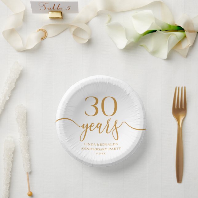 Elegant Champagne 30th Wedding Anniversary Paper Bowls (Wedding)