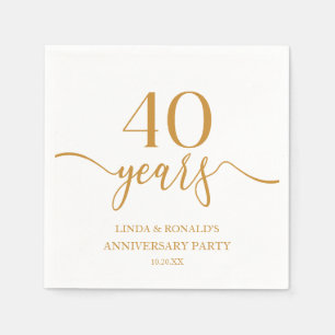 Elegant Champagne 40th Wedding Anniversary Napkins