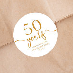 Elegant Champagne 50th Wedding Anniversary Classic Round Sticker<br><div class="desc">These are Elegant Minimalist Champagne 50th Wedding Anniversary Party Favor Stickers!</div>