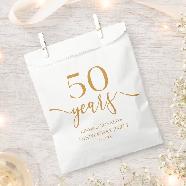 Elegant Champagne 50th Wedding Anniversary Favor Bag (Clipped)