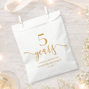 Elegant Champagne 5th Wedding Anniversary Favor Bag