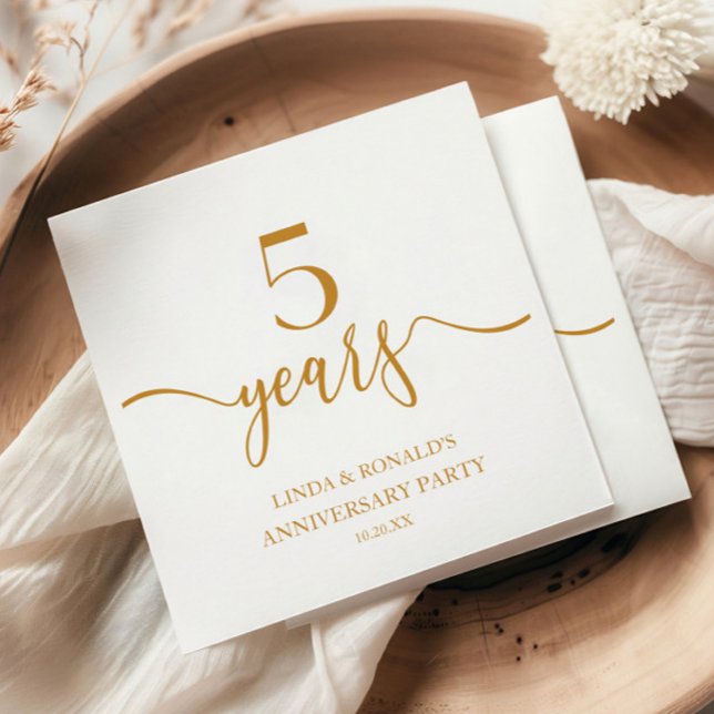 Elegant Champagne 5th Wedding Anniversary Napkins (Creator Uploaded)