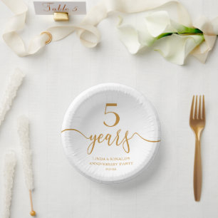 Elegant Champagne 5th Wedding Anniversary Paper Bowls