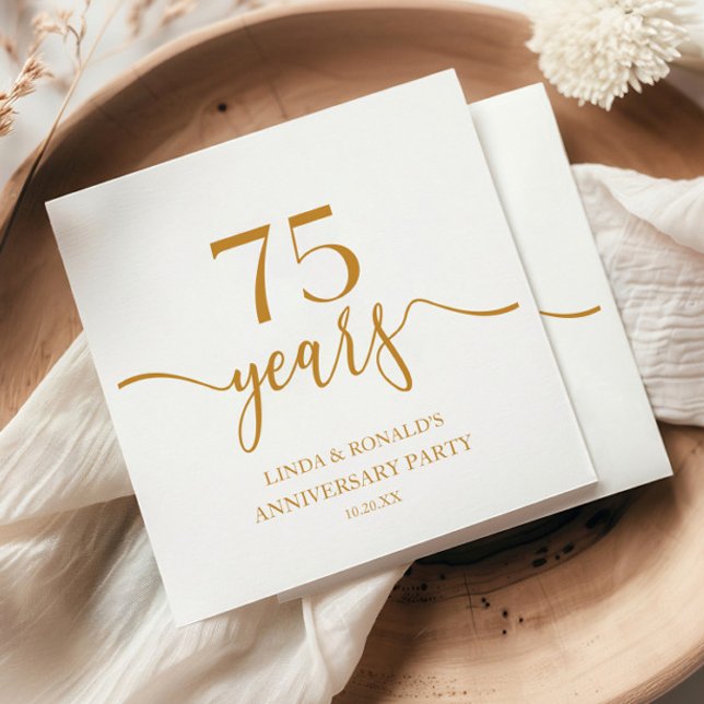 Elegant Champagne 75th Wedding Anniversary Napkins (Creator Uploaded)