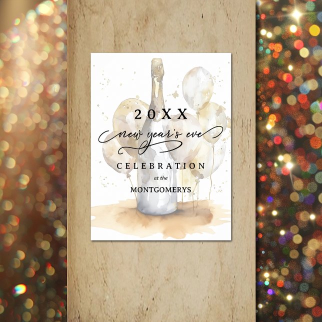 Elegant Champagne and Balloons New Year's Eve Poster (Elegant Champagne and Balloons New Year's Eve Party Poster, choose your size when ordering)