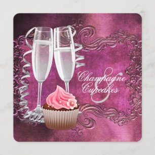 Elegant Champagne and Cupcake Bridal Shower Invitation