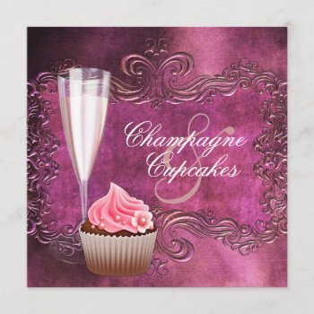 Elegant Champagne And Cupcake Bridal Shower Invitation by InvitationCentral at Zazzle
