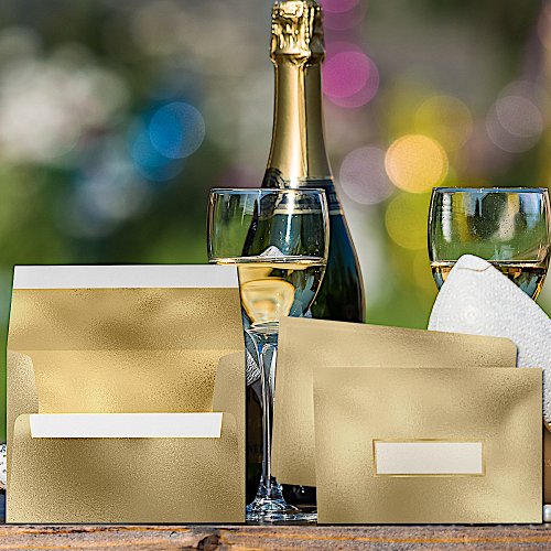 Elegant Champagne and Gold Foil Look Envelope