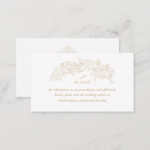 Elegant Champagne Baroque Wedding Website Enclosure Card