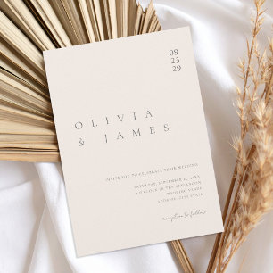 Elegant Champagne Beige Minimalist Wedding Invitation