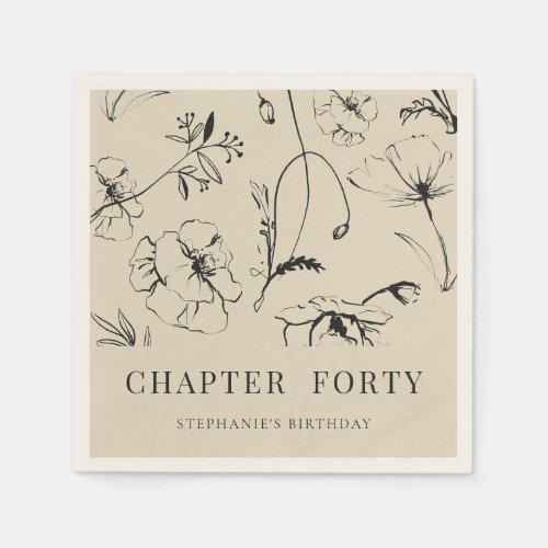 Elegant Champagne Black Chapter 40th Birthday Napkins