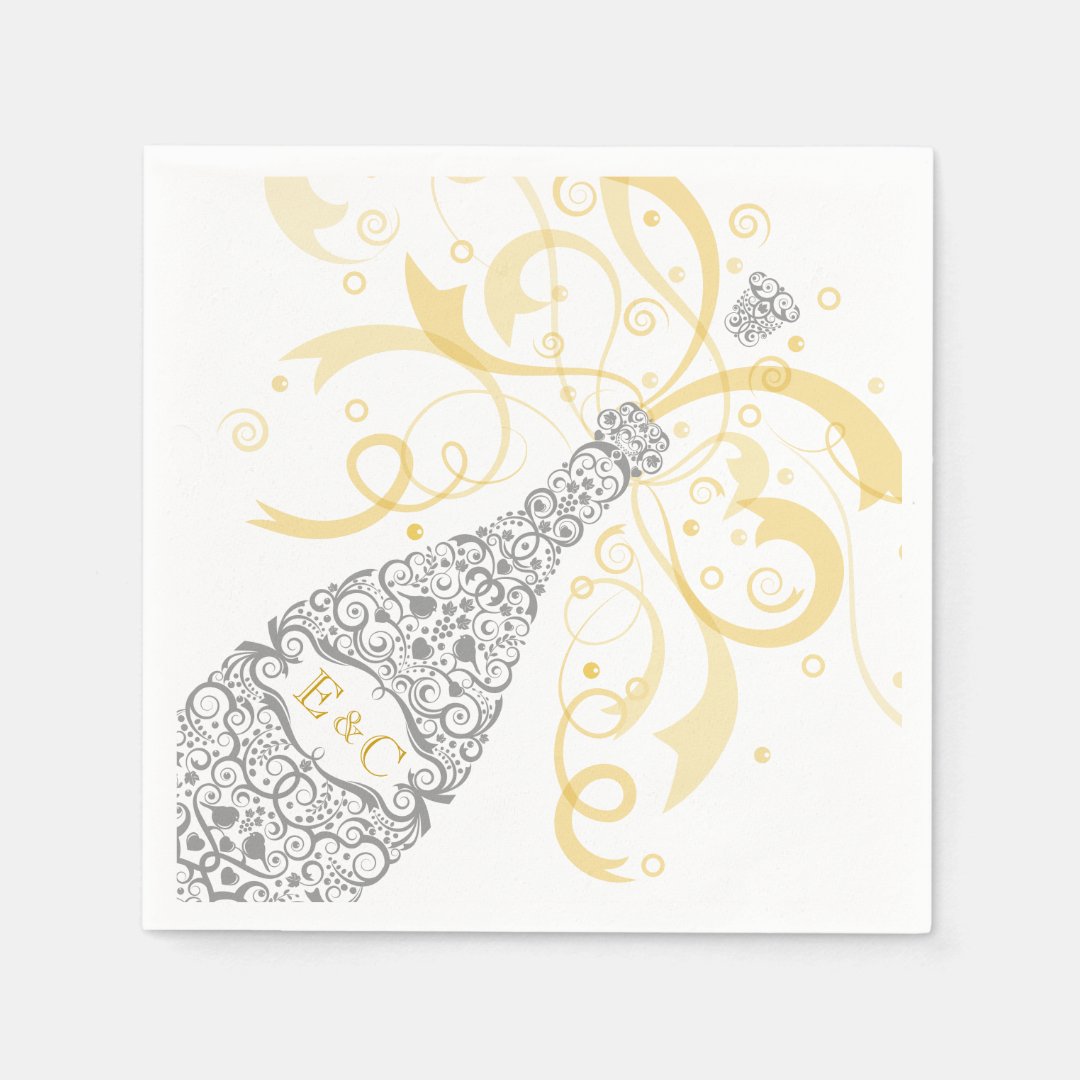 Elegant Champagne Bottle Paper Napkin | Zazzle