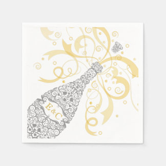 Elegant Champagne Bottle Paper Napkin