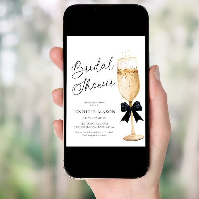 Elegant Champagne Bridal Shower Invitation (Front Digital)