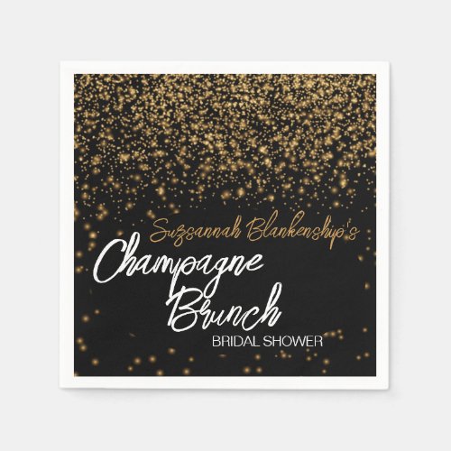 Elegant Champagne Brunch Bridal Shower Gold Bokeh Napkins