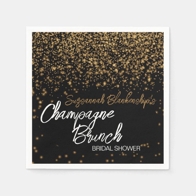 Elegant Champagne Brunch Bridal Shower Gold Bokeh Napkins (Front)