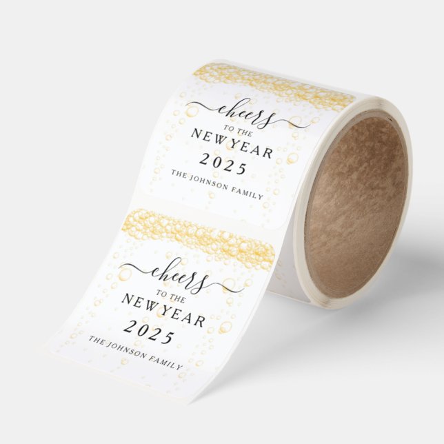 Elegant Champagne Cheers New Year's Eve  Square Sticker (Roll)