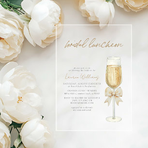 Elegant Champagne Chic Bow Script Bridal Luncheon Acrylic Invitations