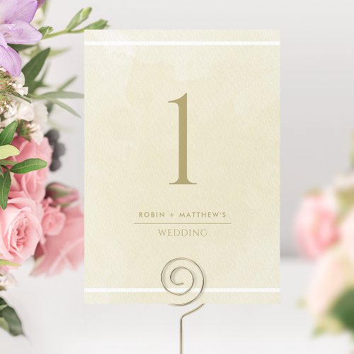 Elegant Champagne Cream Watercolor Table Number