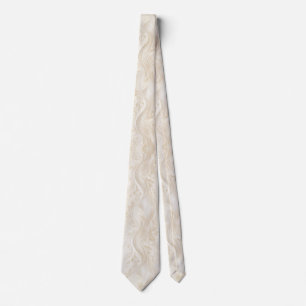 Elegant Champagne Delicate Ivory Floral Neck Tie