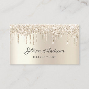 Elegant Champagne Dripping Glitter Professional Business Card