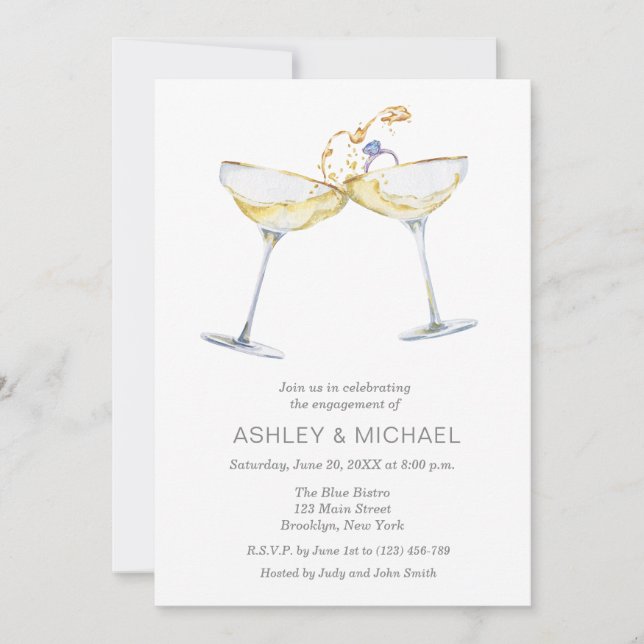 Elegant Champagne Engagement Party Invitation (Front)