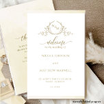 Elegant Champagne Folded Wedding Ceremony Program<br><div class="desc">Welcome your guest with this exquisite champagne watercolor wedding ceremony program, featuring delicate hand drawn botanical monogram with couples names and beautiful top and bottom champagne watercolor stripes on the front and in the inside. Back with gorgeous watercolor wash in a beautiful blend of champagne, beige, butter cream and golden...</div>