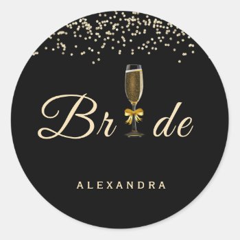 Elegant Champagne Glass Bride Sticker by istanbuldesign at Zazzle