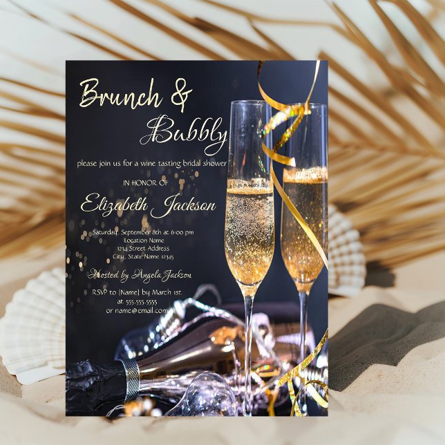 Elegant Champagne Glass Brunch & Bubbly Bridal Invitation (Creator Uploaded)