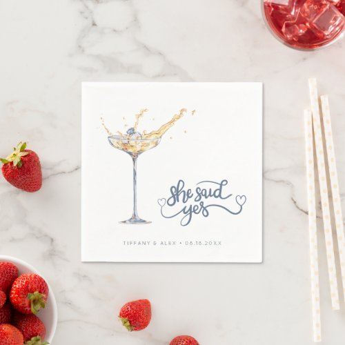 Elegant Champagne Glass Engagement Party  Napkins