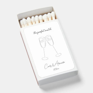 Elegant Champagne Glass Wedding Engagement Matchboxes
