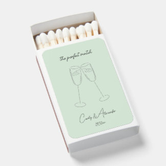 Elegant Champagne Glass Wedding Engagement Matchboxes