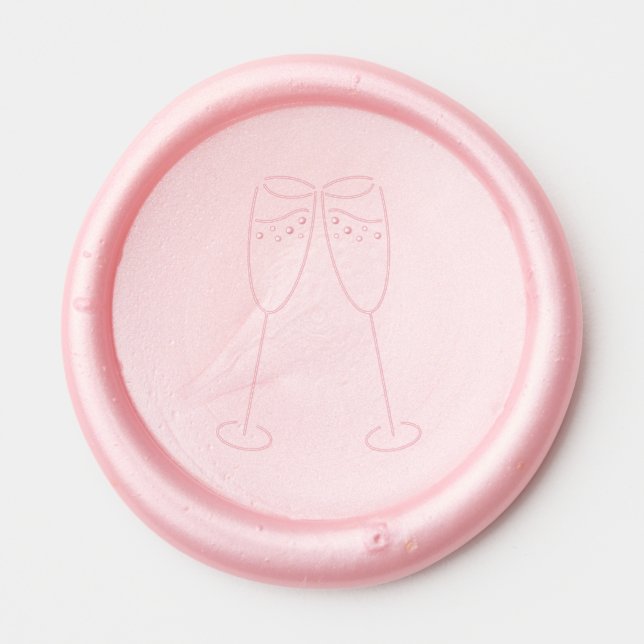 Elegant Champagne Glass Wedding Engagement Wax Seal Sticker (Front)
