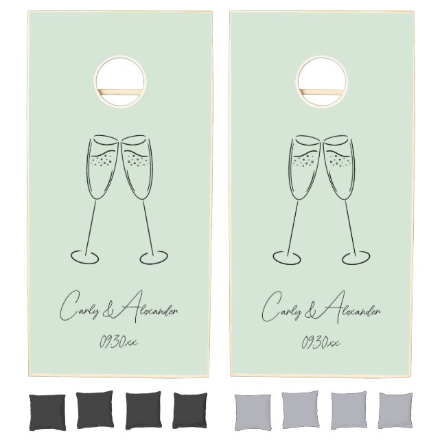 Elegant Champagne Glass Wedding Reception Cornhole Set (Set)