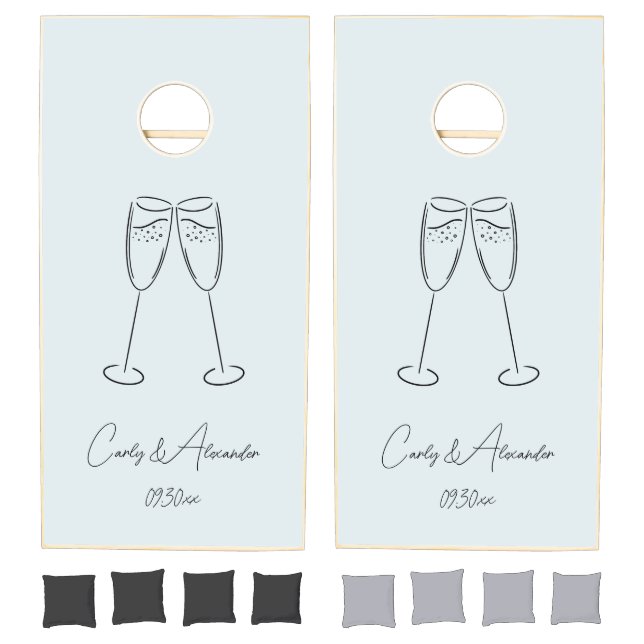 Elegant Champagne Glass Wedding Reception Cornhole Set (Set)
