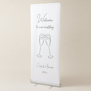 Elegant Champagne Glass Wedding Welcome Retractable Banner