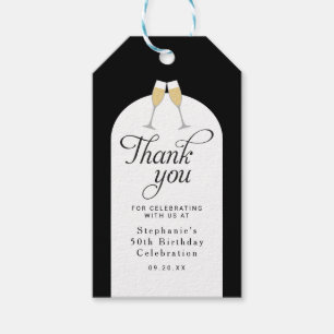 Elegant Champagne Glasses Thank You Party Favor Gift Tags