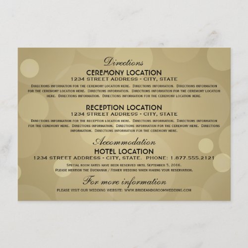 Elegant Champagne Gold Black Wedding Information Enclosure Card