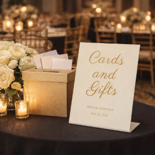 Elegant Champagne Gold Guest Book Reception Sign