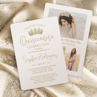 Elegant Champagne & Gold Quinceañera Crown 3 Photo
