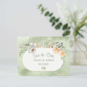 Elegant Champagne Ivory Floral Save the Date Postcard