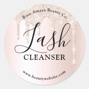 Elegant Champagne Lash Shampoo Glitter Drippings Classic Round Sticker