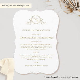 Elegant Champagne Monogram Guest Information Card