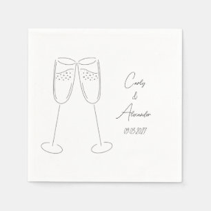 Elegant Champagne Name Wedding Engagement Party Napkins
