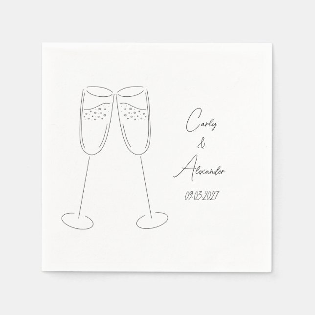 Elegant Champagne Name Wedding Engagement Party Napkins (Front)