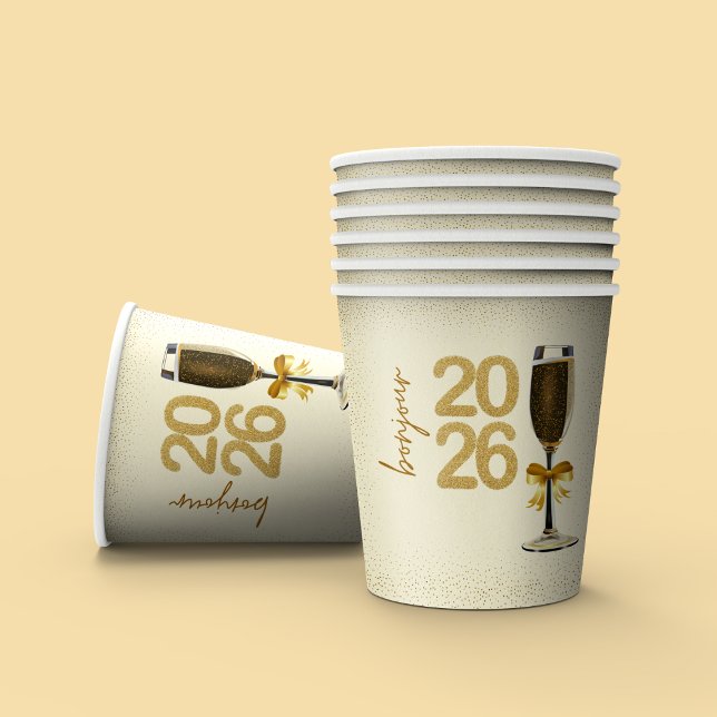 Elegant Champagne New Year's Eve Paper Cups (Creator Uploaded)