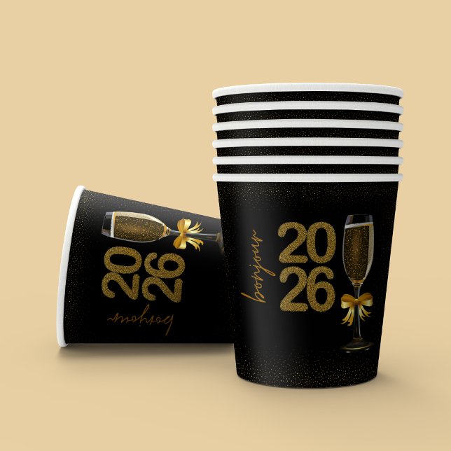 Elegant Champagne New Year's Eve Paper Cups (Creator Uploaded)