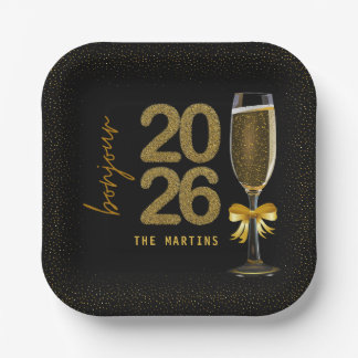 Elegant Champagne New Year's Eve Paper Plates